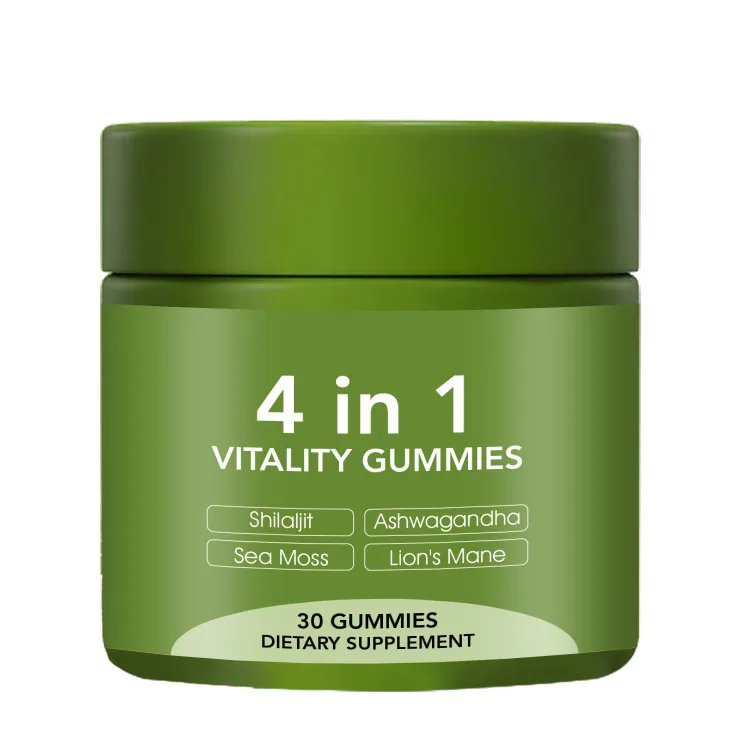 Oem 4 1 Vitality Gummies Immune Support Health Supplement Customize Flavor Gummy Candy Shilajit Sea Moss Ashwagandha Lion's Mane