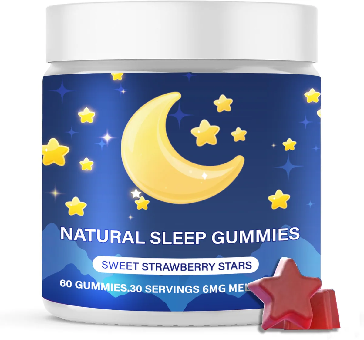 Private Label Sleep Gummies Strawberry Star Shape Melatonin Free Gummy