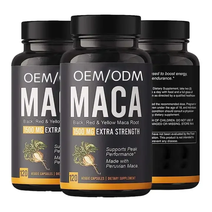Oem Odm Private Labels Black Maca Pil Supplement Capsules Maca Root Capsules Voor Mannen