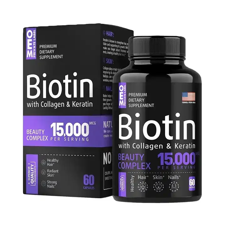 Biotin Keratin Collagen Pills Custom Diet Supplement Hair Growth Organic Biotin Capsules
