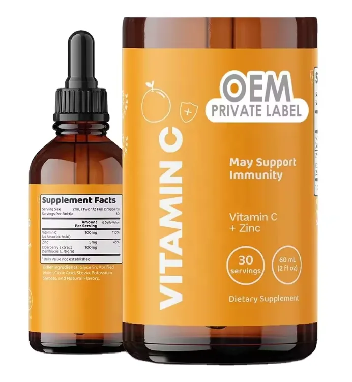 Oem Elderberry Drops Liquid Immune Support Elderberry Liquid Concentrated Vitamin C Liquid Drops 60ml
