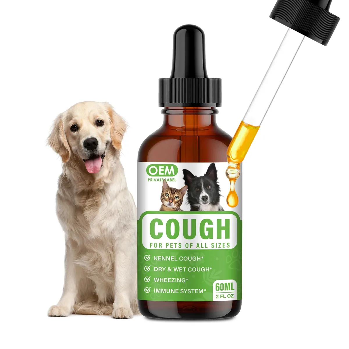Oem Private Label Kennel Cough Herbal Drops Dogs Cats-relief Immune Support-vitamins Minerals-throat Soother Fish Oil-top Grade