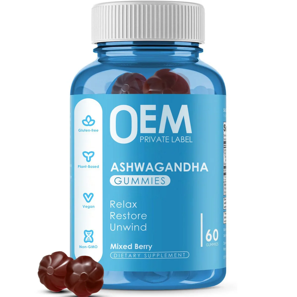Oem Odm Ashwagandha Gummies 60ct Sugar Free L-theanine Gummy Sleep Supplement