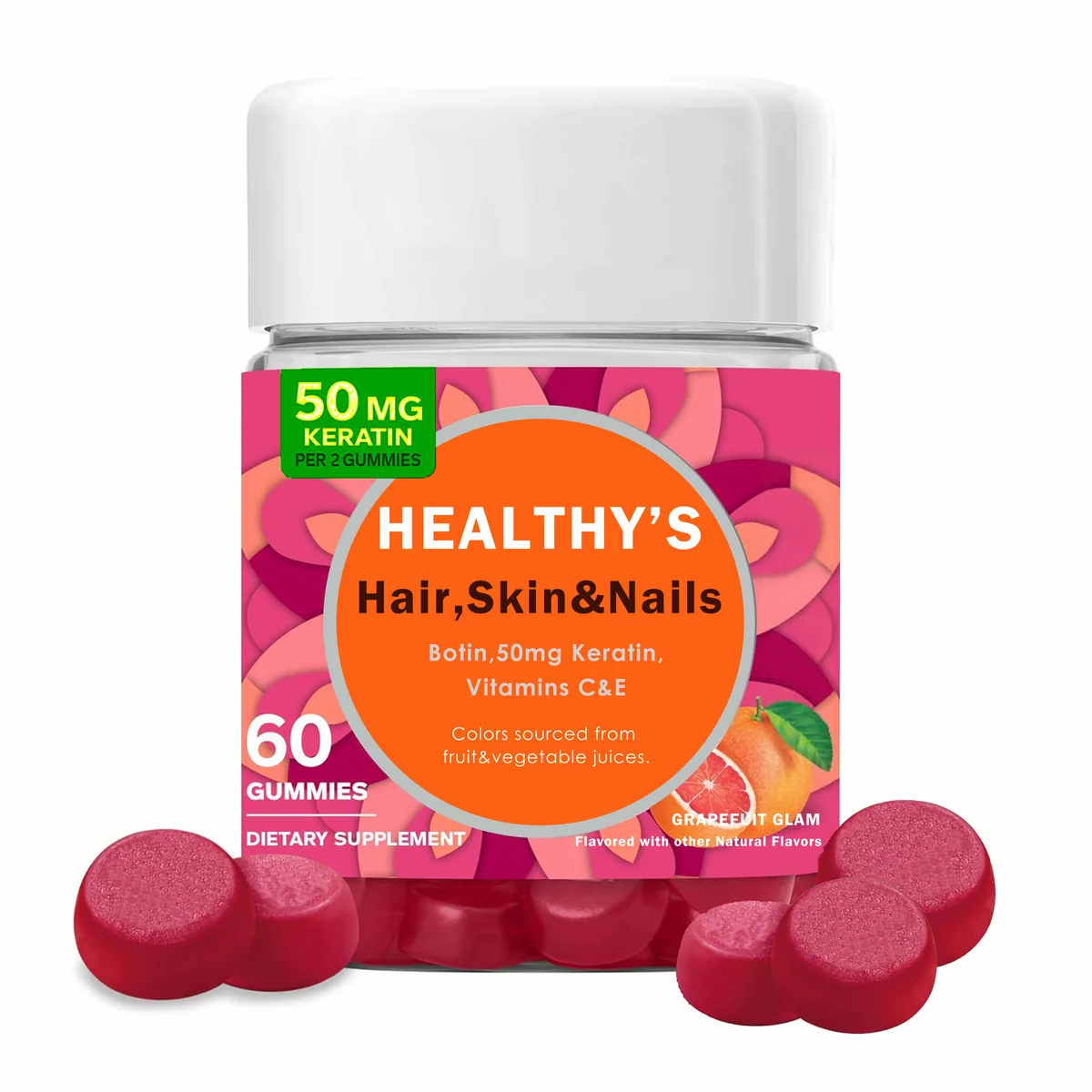 Oem/odm Biotin Collagen Gummies For Hair Skin Nails Vitamin C & Keratin Grapefruit Flavor Improve Immunity