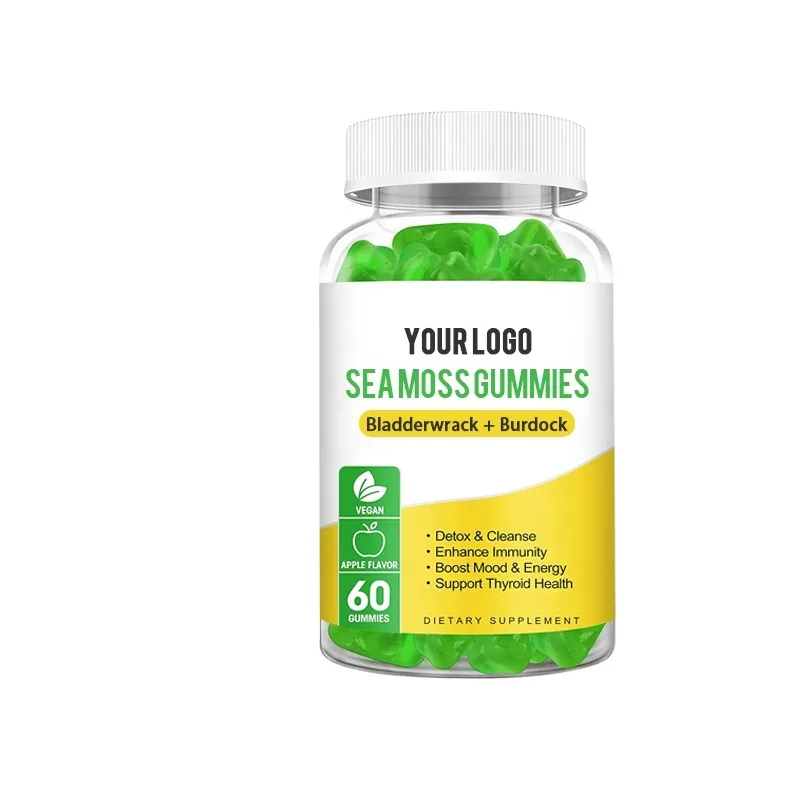 60 Vegan Private Label Skin Care Organic Weight Loss Apple Cider Vinegar Vitamine Sea Moss Gummies With Bladderwrack Burdock