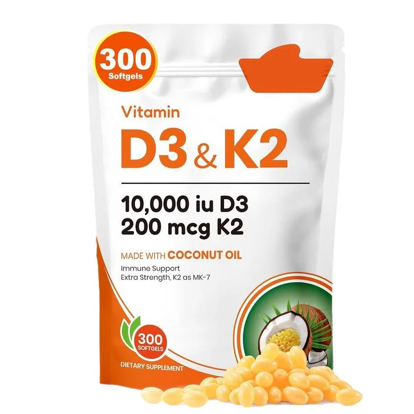 Oem/odm 300 Pieces Freshly Squeezed Coconut Oil Soft Capsules D3k2 Immune Support Supplement Not For Pregnant Women