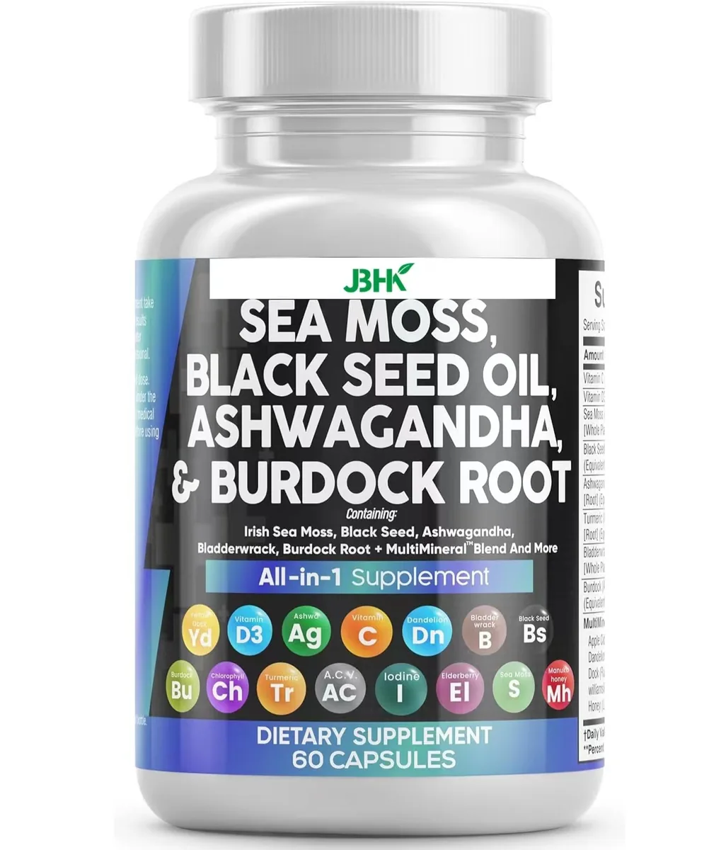 Sea Moss Pills Burdock Root And Bladderwrack Capsules Seamoss Capsules Bladderwrack Irish Seamoss Private Label Powder Extract