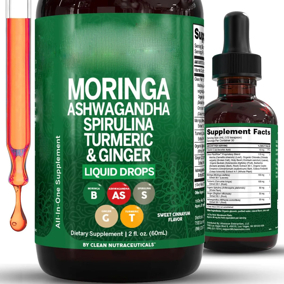 Wholesale Clean Nutra Moringa Ashwagandha Ginger Oral Liquid Drops Oem Dietary Supplement Gmp Certified