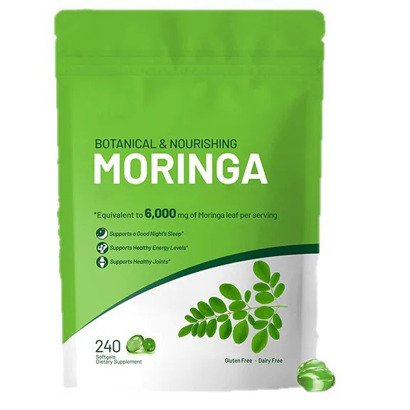 Oem/odm Pure Moringa Leaf Extract Softgel Capsules For Adult Energy Skin & Gut Health Immune Support & Wellness