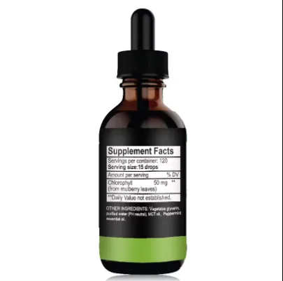 Oem Private Label Orale Vloeibare Chlorofyl Druppels Voor Water Organische Natuurlijke Chlorofyl Vloeibare Druppels