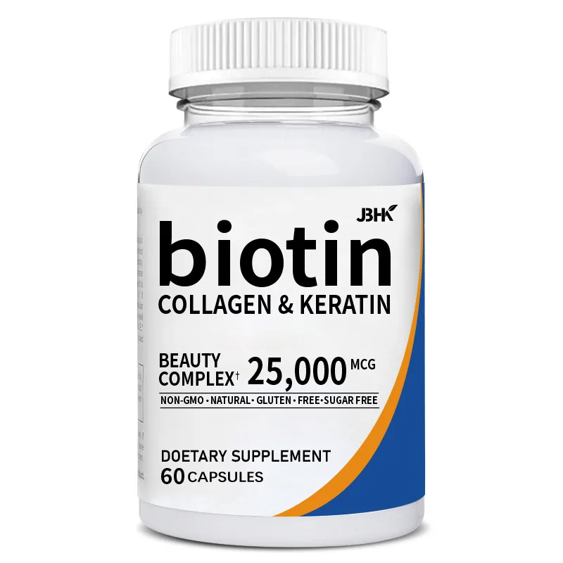 Oem/odm Hot Sale Biotin Keratin Collagen Pills Organic Biotin Capsules Custom Diet Supplement Bottle Packing
