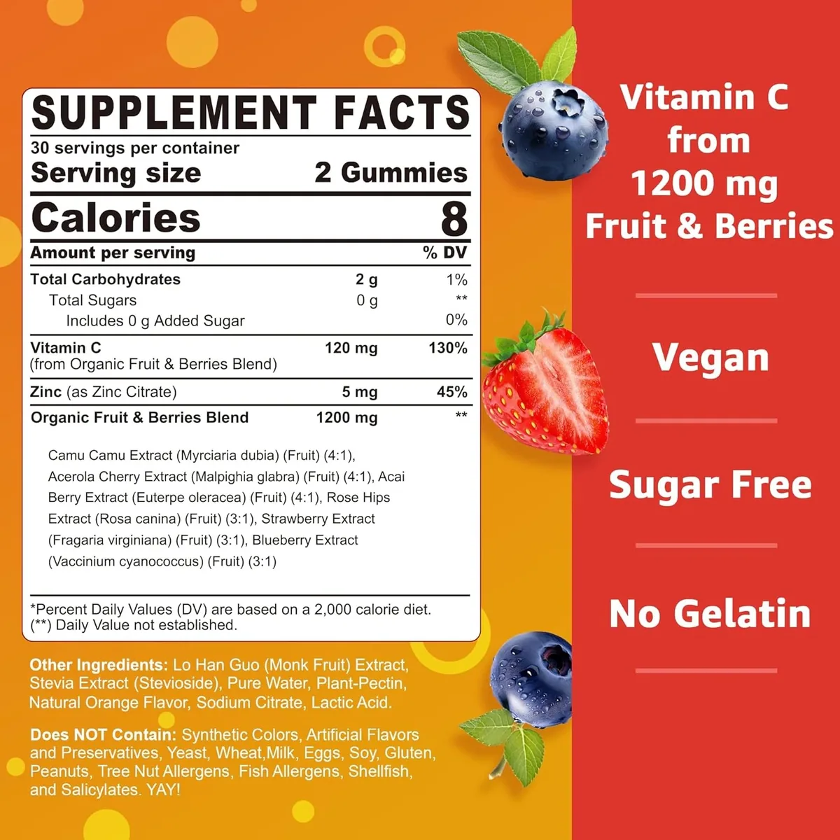 Immunityactors No Sugar Natural Organic Chewable Gummies Vitamin C Sachets Adults Sports Nutrition Count Improve