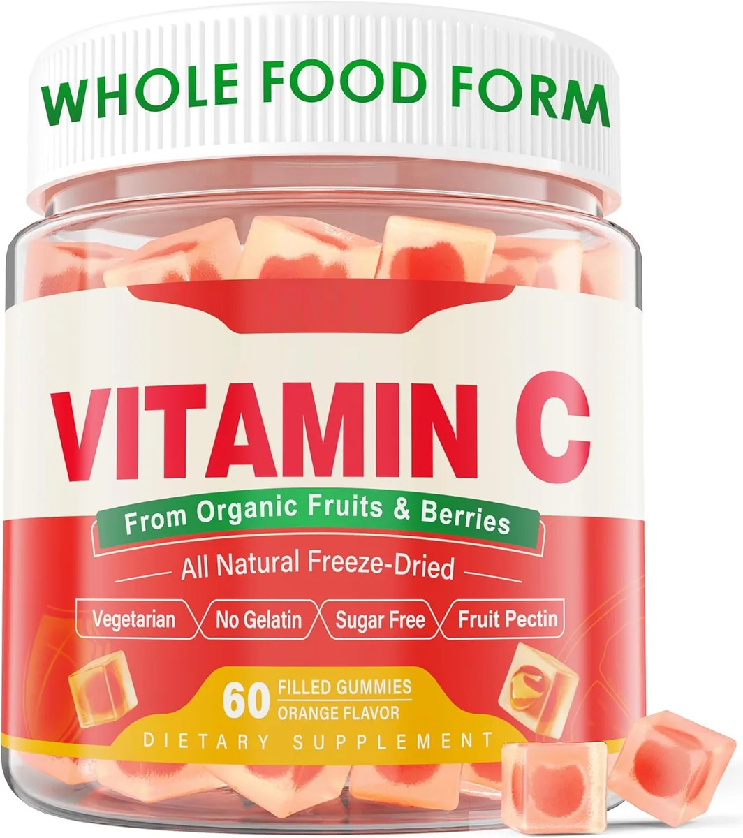 Oem Odm Sugar Vitamin C Gummy Candydietary Supplement For Adults & Kids 60 Gummies Vegan