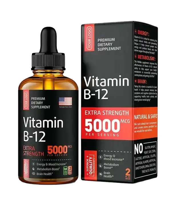 Oem Private Label Biotin Folate Choline Vitamin B Complex Liquid Drops Vitamin B Supplement Support