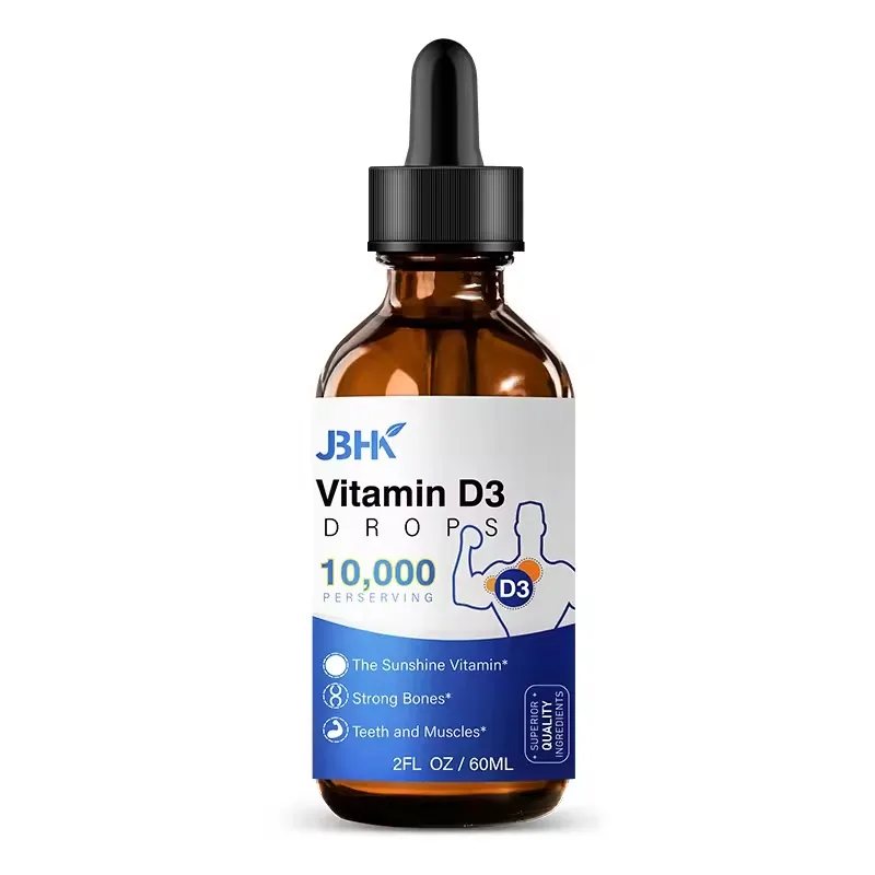 Liquid Drops K2 + D3 Sublingual Vegan Vitamin Drops Customized Flavor Energy Booster Vitamin D3 And K2 Dietary Supplement Drop