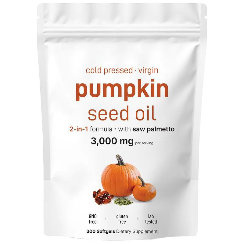 Oem/odm Pumpkin Seed Oil Soft Capsules 300 For Male Prostate & Urinary Health Immune Support 60 Count Gmp Certified
