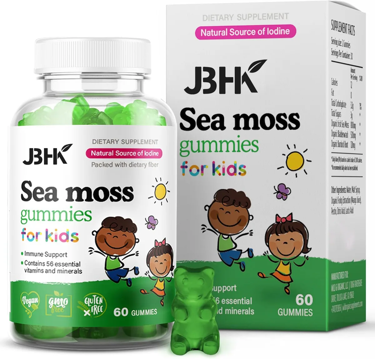 Oem Sea Moss Gummies For Kids Wild & Organic Sea Moss Gummies Superfood Wildcrafted Seamoss Gummy Vitamins For Kids & Adult