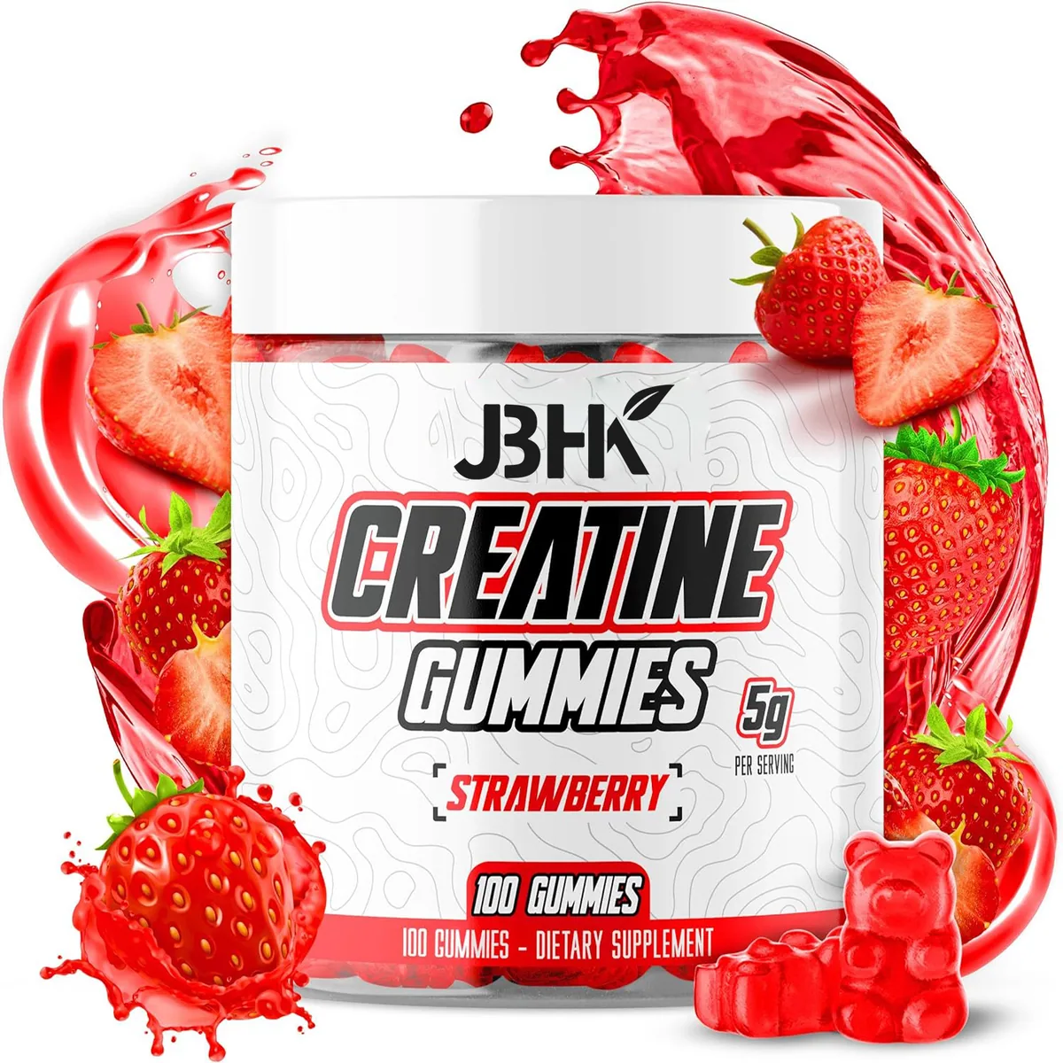 Strawberry Flavored Wellness Sugarfree Infused Private Label Creatine Monohydrate Gummies