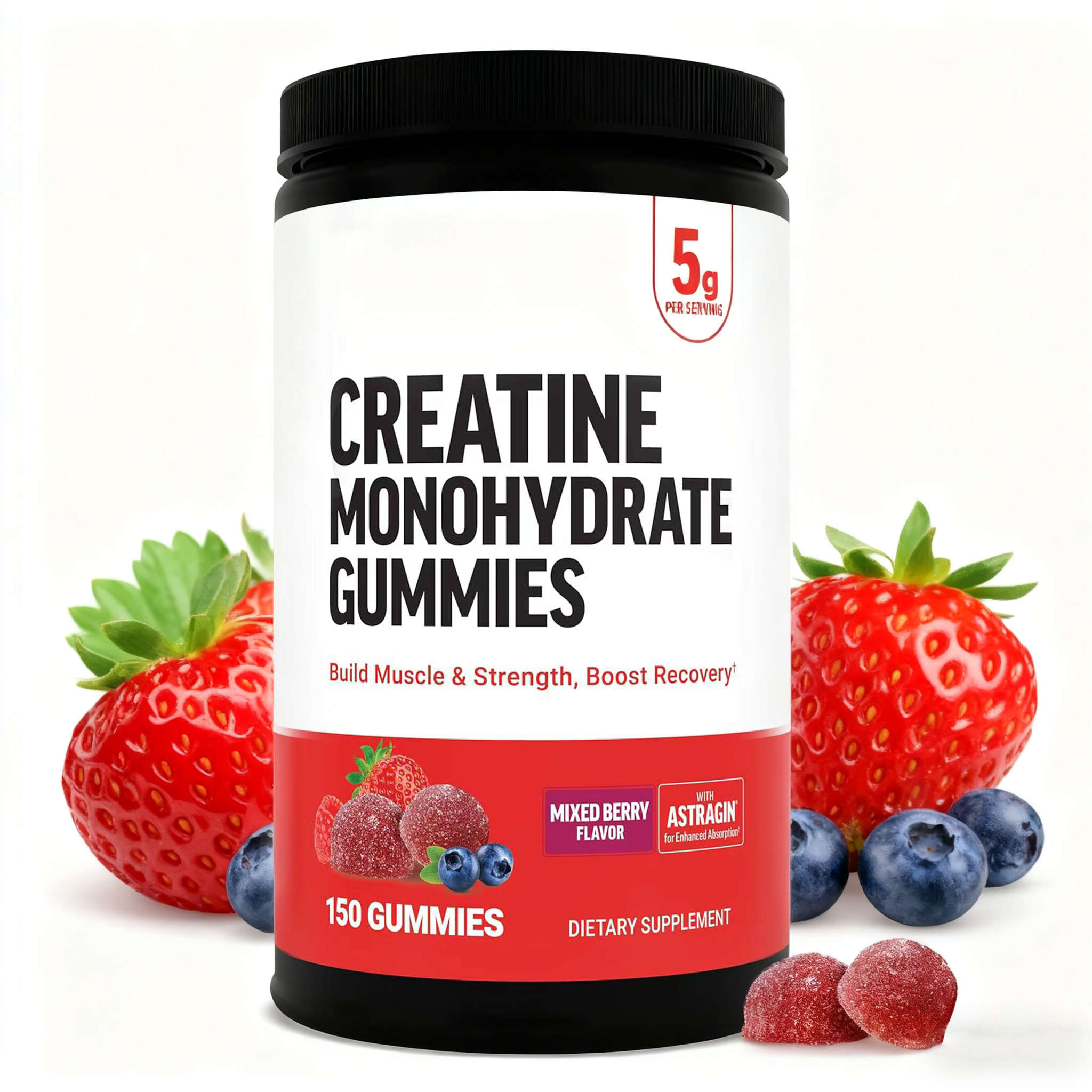 Creatine Monohydrate Gummies, Adult Energy Supp, 0g Protein