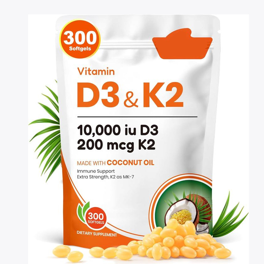 Adult Vegan D3+K2 Coconut Softgels - Bone & Immune